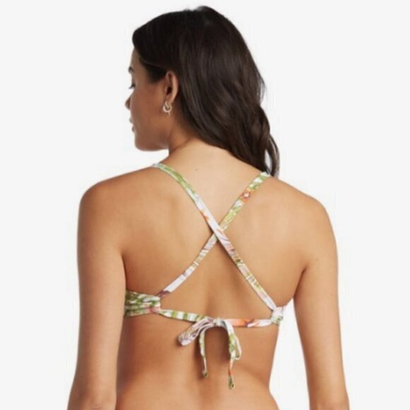 💕ROXY💕 Beach Classics Bikini Set ~ Tropical Floral Bright White Herbier XL NWT - Picture 6 of 14